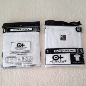 Cotton Plus 'Super Heavy' White V-Neck T-Shirt 2XL  New In Package